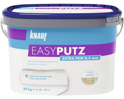 Enduit de décoration Knauf EASYPUTZ 0,5 mm extra fin blanc 20 kg Knauf Easyputz crépi décoratif prêt à l''emploi en seau, 20 kg