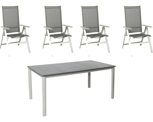 Set de meubles de jardin Acamp Urban aluminium 4 places 5 pièces argent rabattable