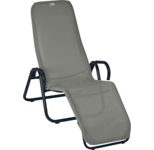 Liegestuhl aus Metall mit Stoffbezug