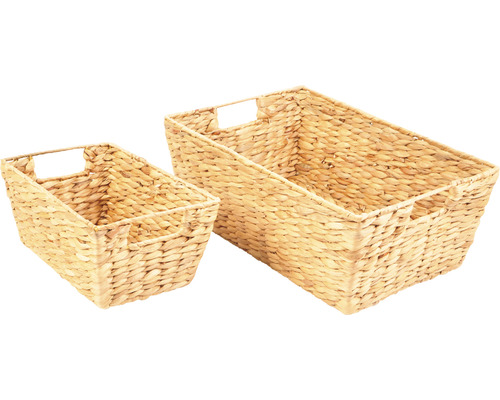 Zwei Körbe aus Wasserhyazinthe in unterschiedlichen Größen.
