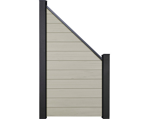 Élément de finition GroJa Flex système d'enfichage sans poteaux 90x180/90 sable Élément de clôture de jardin avec finition diagonale