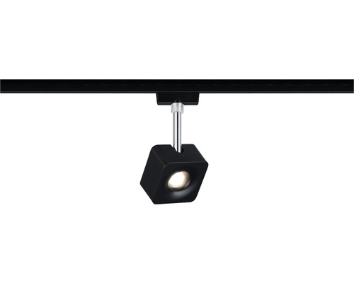 URail Spot 1x8W 520 lm 2700 K blanc chaud Cube noir mat chromé 1 ampoule 230V Spot noir sur un rail d''alimentation