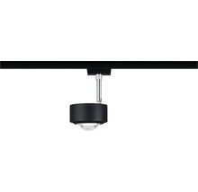 Spot LED noir sur rail d''alimentation pour éclairage intérieur.