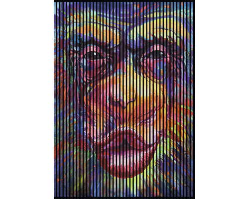 Panneau acoustique impression digitale Monkey 1 19x1693x2400 mm Kit = 3 panneaux individuels Peinture d''un singe avec des lignes verticales