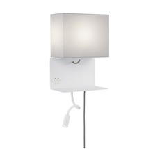 Applique murale blanche avec étagère et bras de lecture flexible