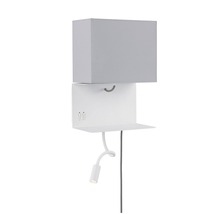 Applique murale avec étagère, lampe de lecture et abat-jour rectangulaire