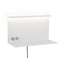 Applique murale blanche avec étagère et deux boutons rotatifs