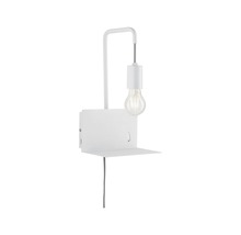 Applique murale blanche avec étagère et ampoule