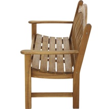 Banc en bois avec accoudoirs en vue latérale