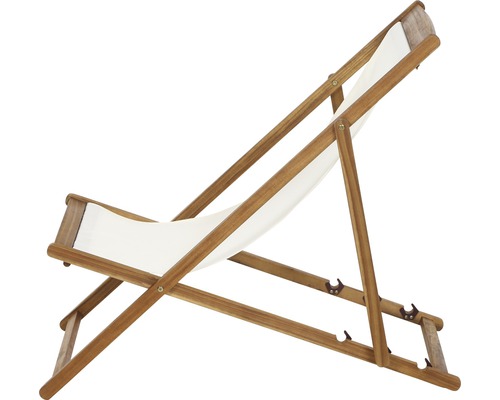 Verstellbarer Liegestuhl aus Holz mit Stoffbezug