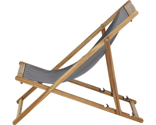 Liegestuhl aus Holz mit Stoffbezug