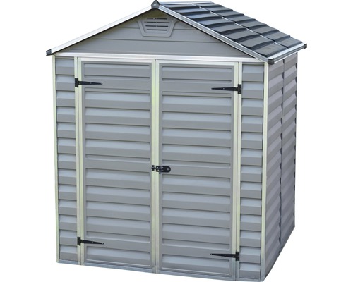 Abri de jardin en plastique avec double porte et toit à deux pentes