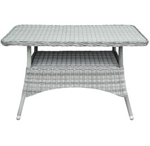 Rechteckiger Rattantisch mit Ablagefläche für den Aussenbereich