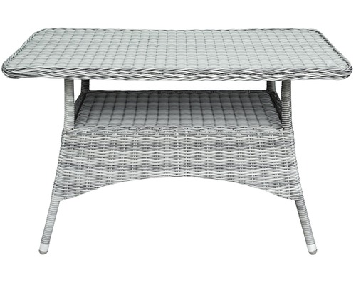 Rechteckiger Rattantisch mit Ablagefläche für den Aussenbereich