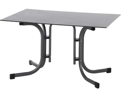 Table de jardin Sola 120x80 cm acier gris rabattable