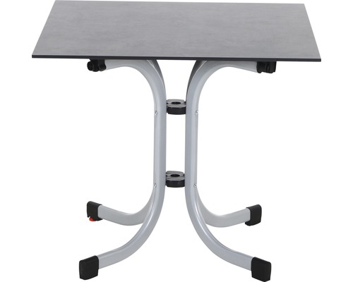 Tisch mit quadratischer Platte und Metallgestell