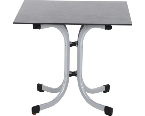 Klapptisch mit quadratischer Tischplatte und Metallgestell