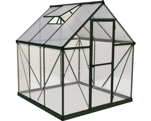 Serre PALRAM Hybrid 6x6 avec rayonnage pour charges lourdes et fondation 185&nbsp;x&nbsp;186&nbsp;cm vert