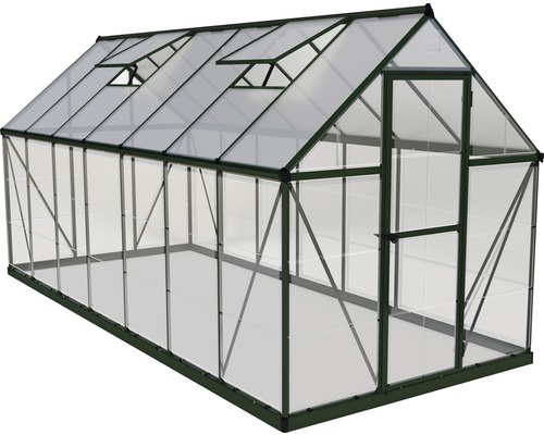 Gewächshaus Palram – Canopia Hybrid 6x14 inkl. Schwerlastregal und Fundament 185 x 426 cm grün