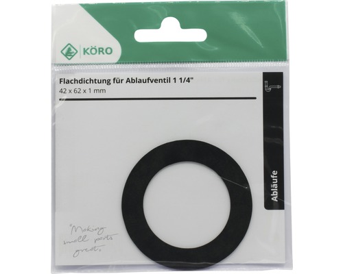 Flachdichtung für Ablaufventil mit den Massen 42 x 62 x 1 Millimeter in Verpackung