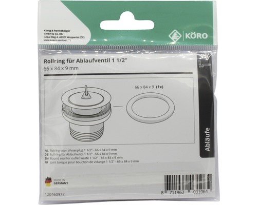 Dichtungsring für Ablaufventil 1 1/2 Zoll, 66 x 84 x 9 Millimeter