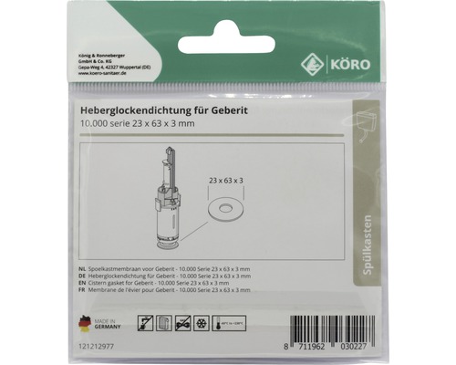 Membrane de l''évier pour Geberit 10.000 Serie 23 x 63 x 3 millimètres