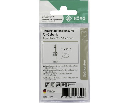 Heberglockendichtung für Geberit Superflach, 32 x 58 x 3 mm