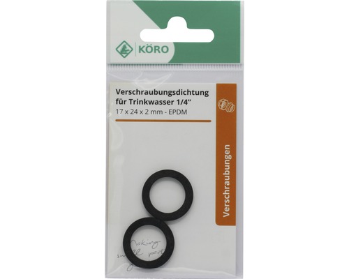 Joint de raccordement 1/4 pouce pour eau potable, 17 x 24 x 2 millimètres, EPDM