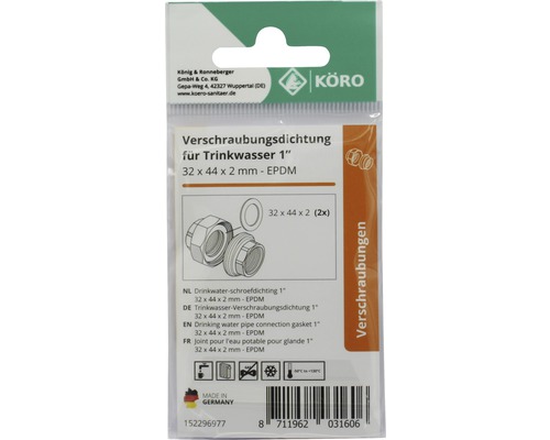 Joint pour eau potable 1 pouce, 32 x 44 x 2 millimètres, EPDM