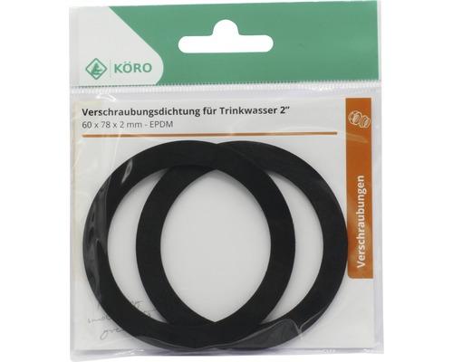 KÖRO Verschraubungsdichtung für Trinkwasser 2 Zoll, 60 x 78 x 2 mm, EPDM