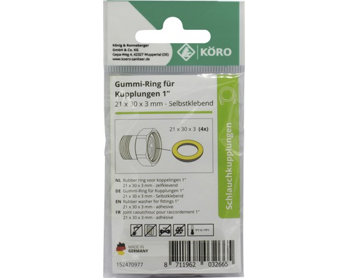 Joint en caoutchouc pour raccordement, 21x30x3 mm, adhésif