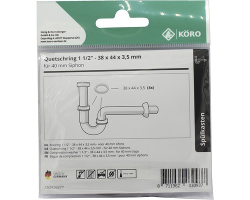 Quetschring 1 1/2 Zoll 38 x 44 x 3,5 Millimeter für 40 Millimeter Siphon in Verpackung
