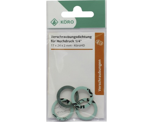 Joints de vissage haute pression Köro 1/4 pouce, 17 x 24 x 2 millimètres