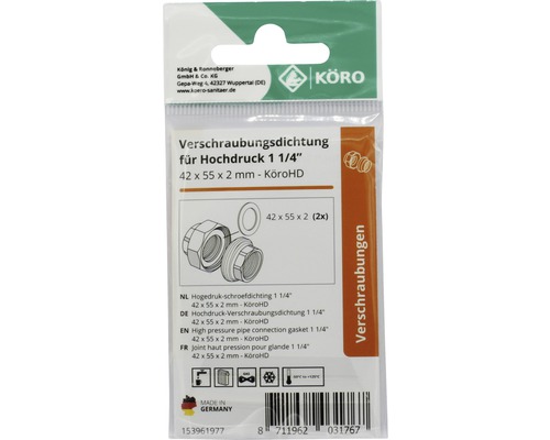 Joint haute pression pour raccord 1 1/4 pouce, dimension 42 x 55 x 2 mm, KÖRO