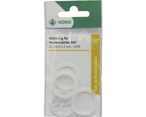 Köro Dichtung für Wasserzähler 3/4 Zoll, 23 x 29,5 x 2 Millimeter, LDPE