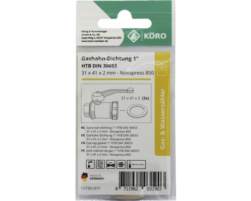 Gashahn Dichtung 1 Zoll HTB DIN 30653, 31 x 41 x 2 Millimeter