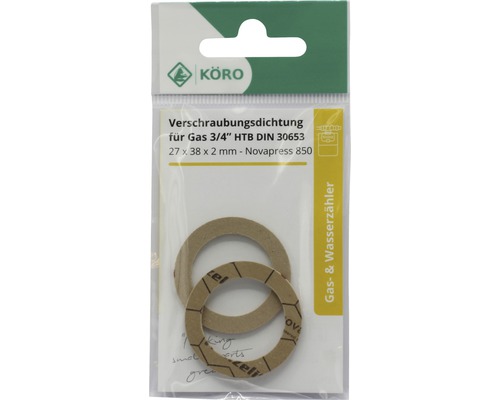 Joints de raccord pour gaz 3/4 pouce HTB DIN 30653, 27 x 38 x 2 millimètres, Novapress 850