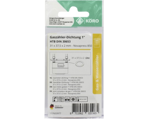 Gaszählerdichtung 1 Zoll HTB DIN 30653, 31 x 37,5 x 2 Millimeter