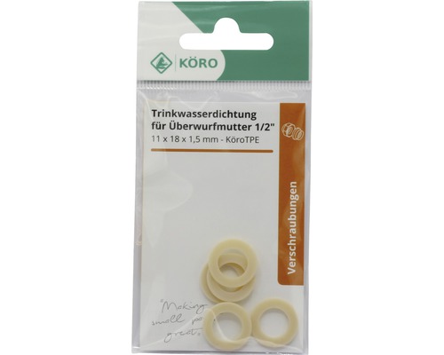 KÖRO Joint d''eau potable pour écrou-raccord 1/2 pouce, 11x18x1,5 mm, emballage
