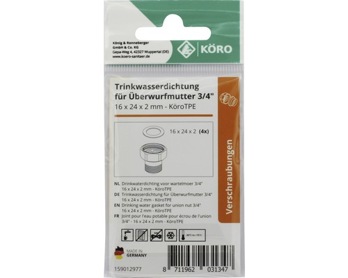 Joint d''étanchéité pour eau potable pour écrou-raccord, 3/4 pouce, 16 x 24 x 2 millimètres
