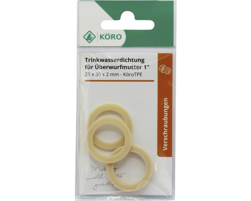 Joint d''étanchéité pour eau potable pour écrou-raccord 1 pouce, 21 x 30 x 2 millimètres dans un boîtier en plastique