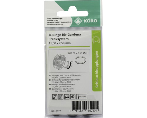 Joints toriques pour système Gardena, 11,00 x 2,50 mm, paquet