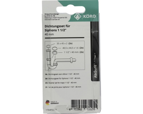 Dichtungssatz für Siphons der Größe 1 1/2 Zoll