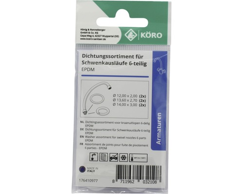 Assortiment de joints en six pièces pour becs pivotants