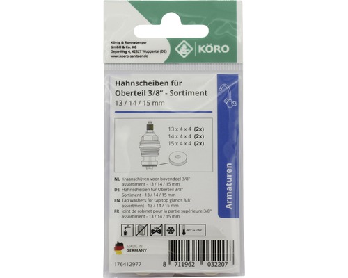 Körö Hahnscheiben für Oberteil 3/8 Zoll Sortiment 13/14/15 Millimeter