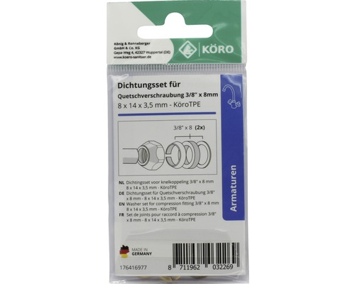 Dichtungsset für Quetschverschraubung 3/8 Zoll x 8 Millimeter