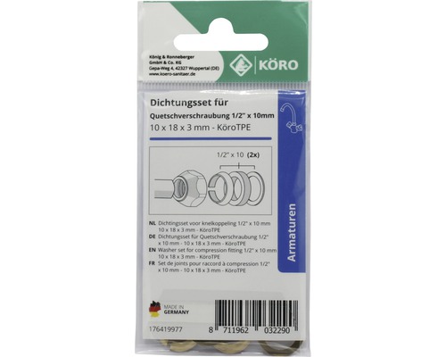 Kit de joints pour raccord à compression 1/2 pouce x 10 millimètres