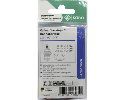 Emballage joints en fibre vulcanisée pour têtes de robinet 3/8 pouce, 1/2 pouce, 3/4 pouce