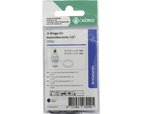 O-Ringe für Hahnoberteile 1/2 Zoll EPDM