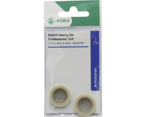 Köro Joint de tamis pour eau potable 3/4 pouce, 17,5 x 24 x 3 millimètres